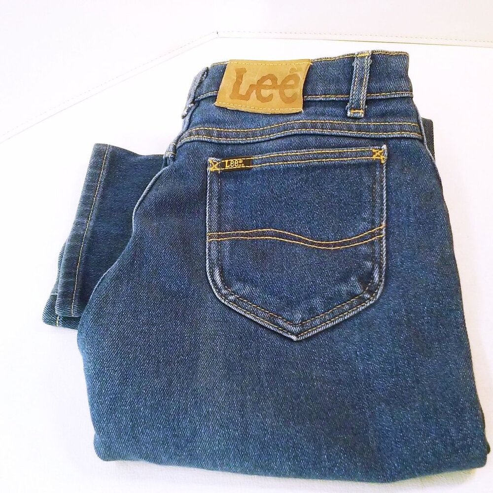 Vintage 80s Lee USA-Made Denim Mom Jeans 14-Petite 30x30 Hi-Rise 5-Pocket Dark